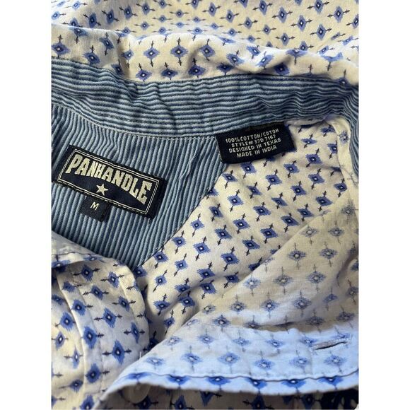 Panhandle Mens Purple & White Collared Short Sleeve Button-Down Shirt Size M - Picture 12 of 14